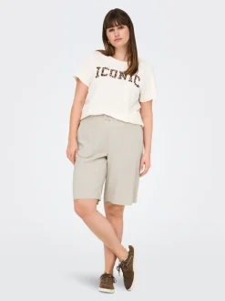 Hot CARCARO Høj talje Regular fit Hør Bermuda-shorts Dame Shorts