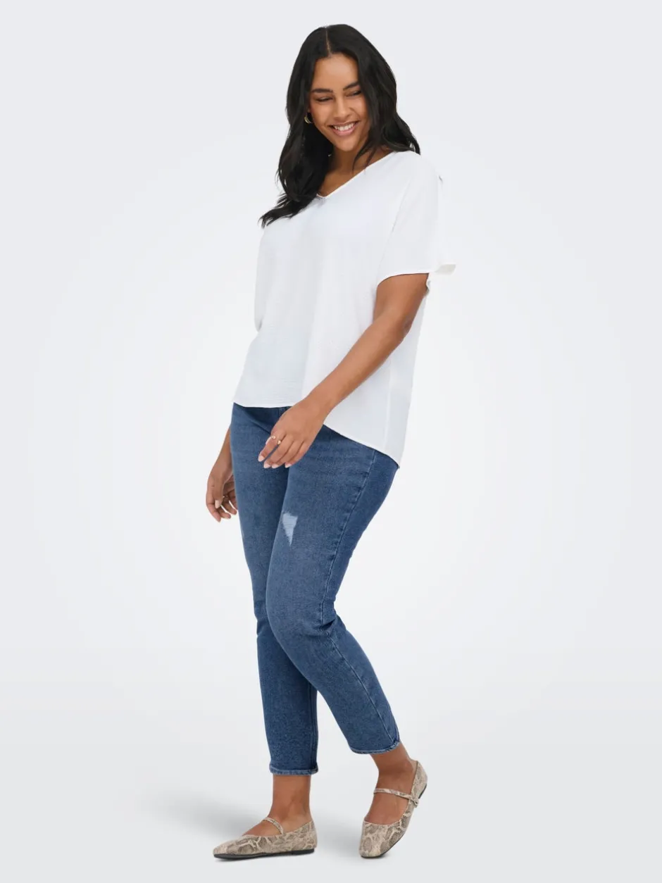 Discount CARCATWALK Høj talje Mom fit Ankellængde Jeans Dame Jeans|Jeans