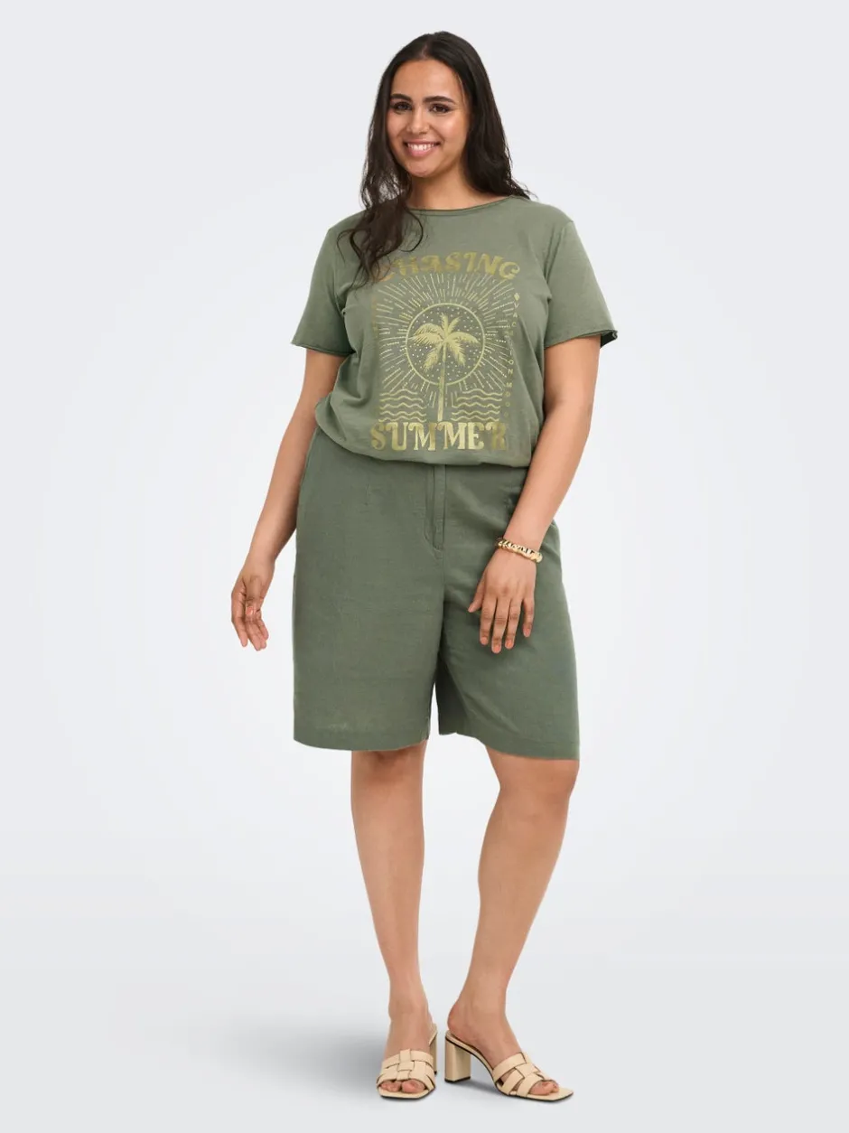 Discount CARGOA Loose fit Hør Figursyede shorts Dame Shorts