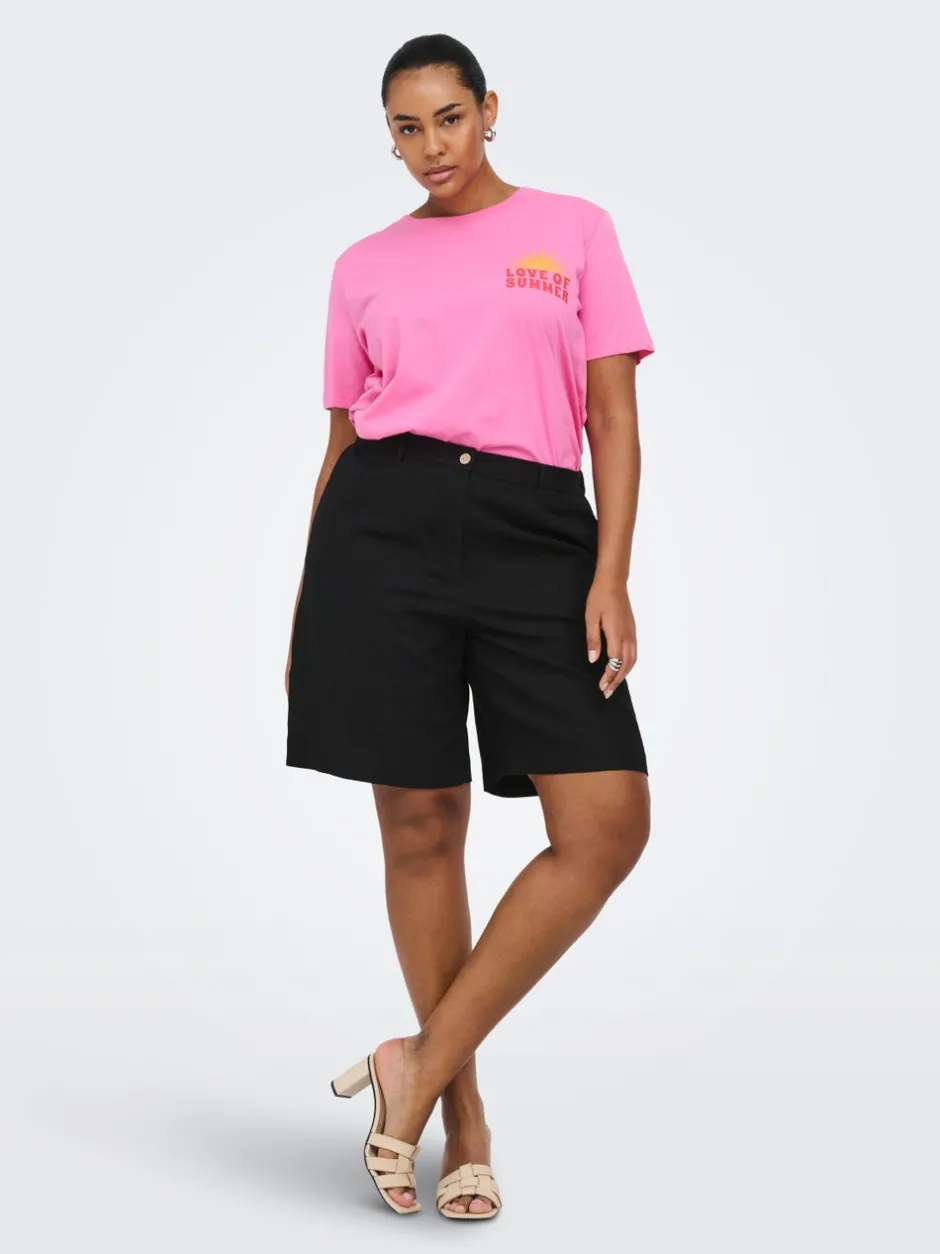 Clearance CARGOA Loose fit Hør Figursyede shorts Dame Shorts