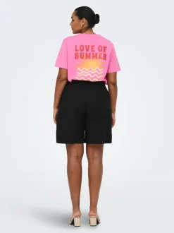 Clearance CARGOA Loose fit Hør Figursyede shorts Dame Shorts