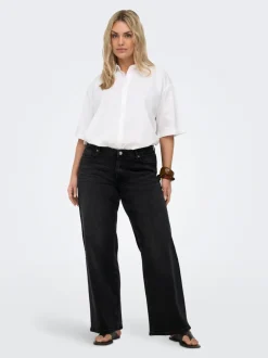 Clearance CARJULLES Lav talje Wide leg fit Jeans Dame Jeans|Jeans