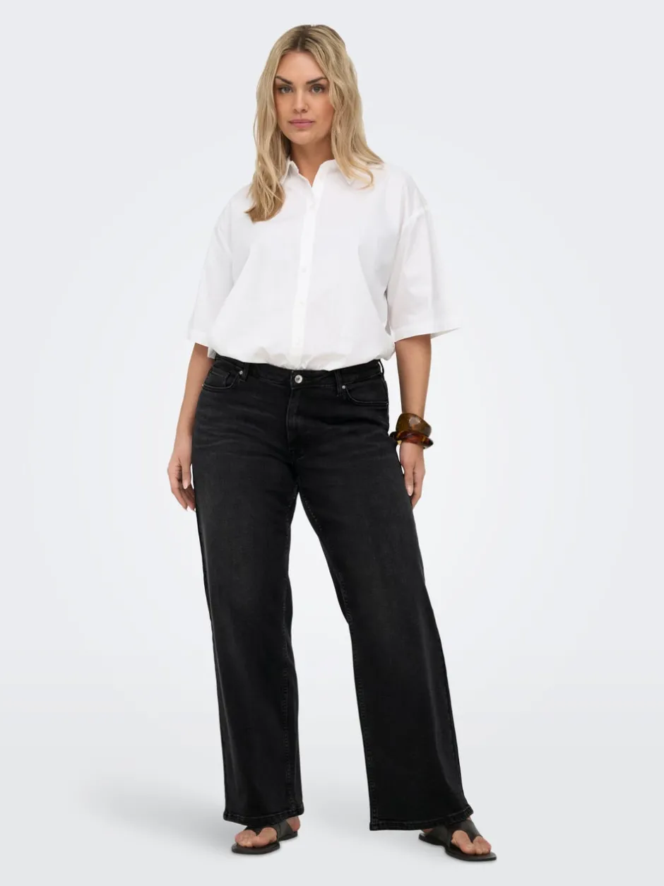 Clearance CARJULLES Lav talje Wide leg fit Jeans Dame Jeans|Jeans