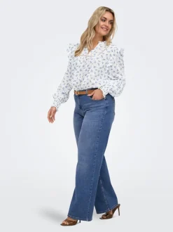 Best CARJULLES Mellemhøj talje Wide leg fit Jeans Dame Jeans|Jeans