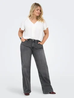 Clearance CARJULLES Mellemhøj talje Wide leg fit Jeans Dame Jeans|Jeans