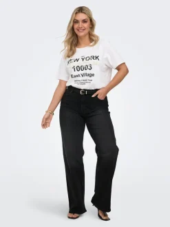 Discount CARJULLES Mellemhøj talje Wide leg fit Jeans Dame Jeans|Jeans