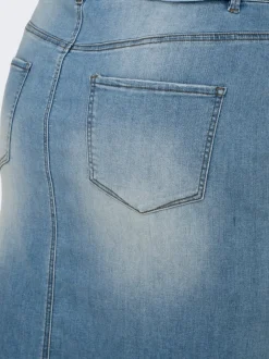 Hot CARROSE Denim Denim-nederdel Midinederdel Dame Nederdele|Double Denim