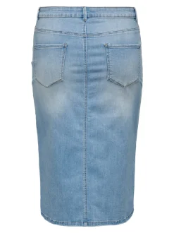 Hot CARROSE Denim Denim-nederdel Midinederdel Dame Nederdele|Double Denim