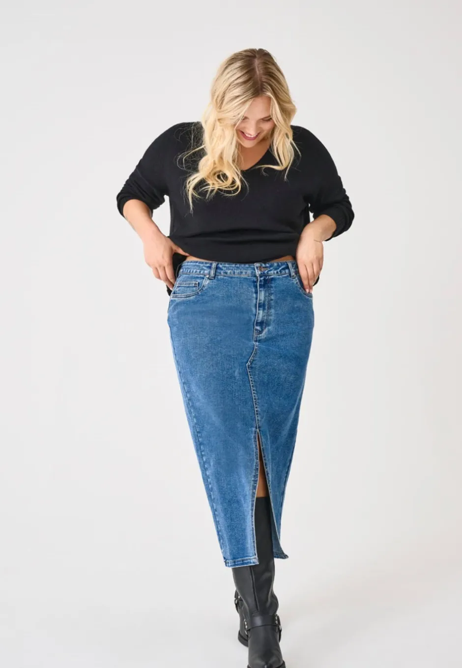Best CARSIRI Nederdel Midinederdel Dame Nederdele|Double Denim