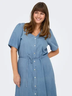 Best CARSONJA Midikjole Dame Kjoler|Double Denim