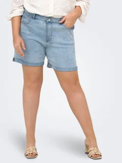 Outlet CARVEGA Høj talje Loose fit Denim-shorts Dame Shorts