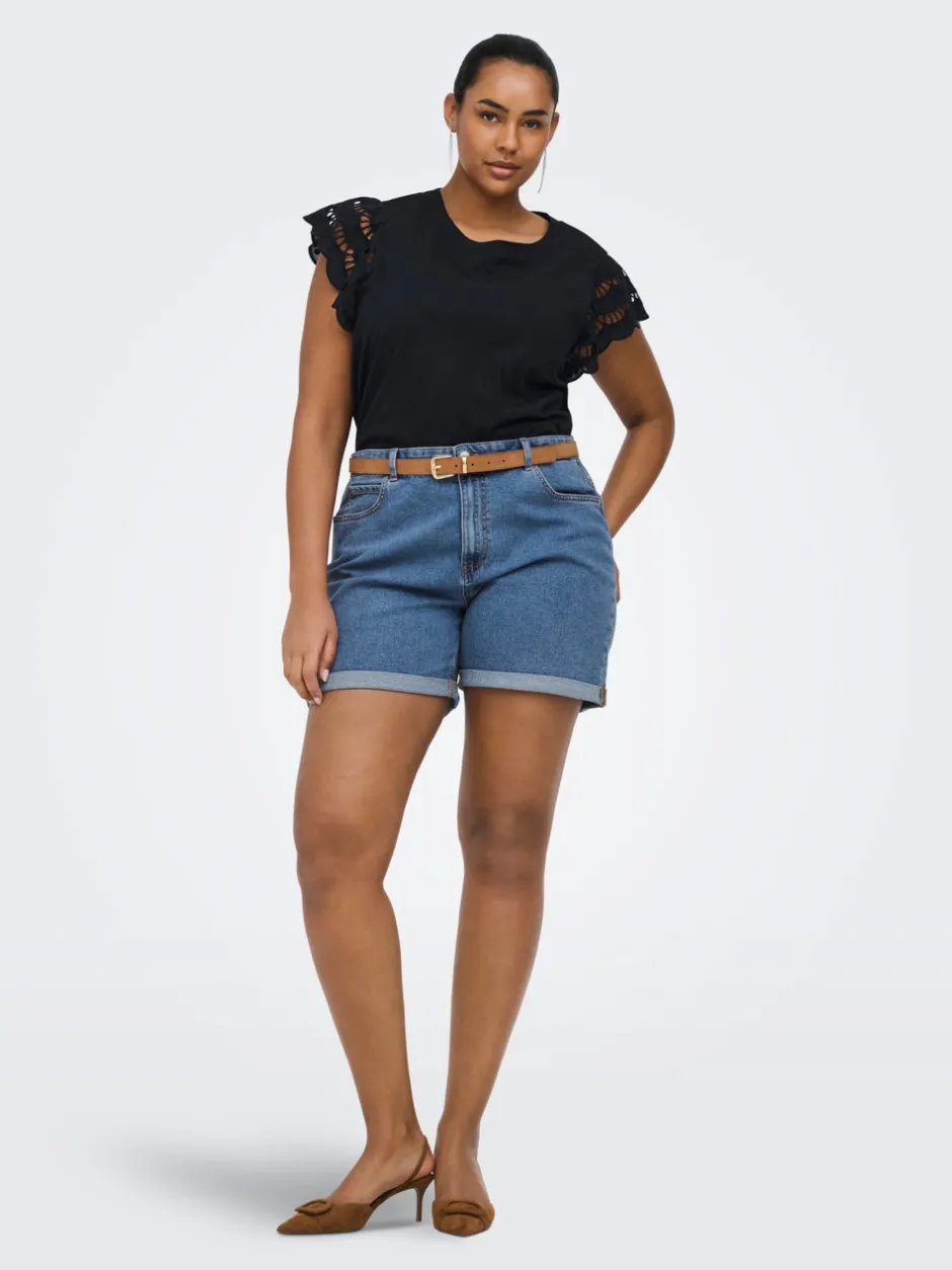 Best CARVEGA Høj talje Regular fit Denim-shorts Dame Shorts