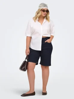 Sale CARWILLY Høj talje Wide leg fit Denim-shorts Dame Shorts