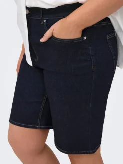 Sale CARWILLY Høj talje Wide leg fit Denim-shorts Dame Shorts