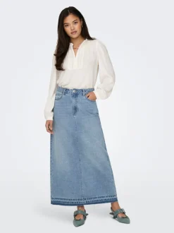 New JDYBELLA Denim Denim-nederdel Lang nederdel Dame Nederdele|Denimnederdele