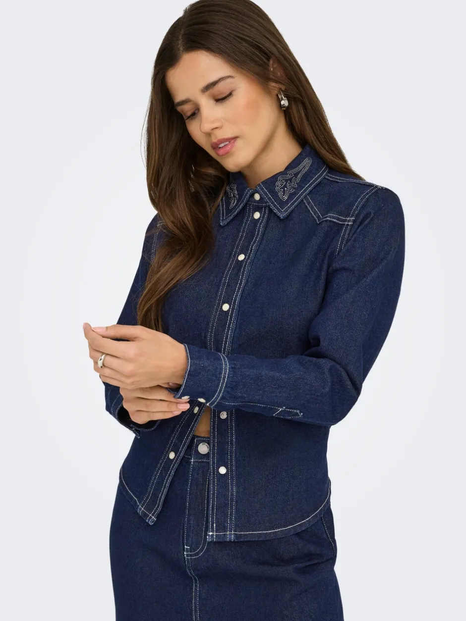 Hot JDYBELLA Denim-skjorte Dame Double Denim|Skjorter