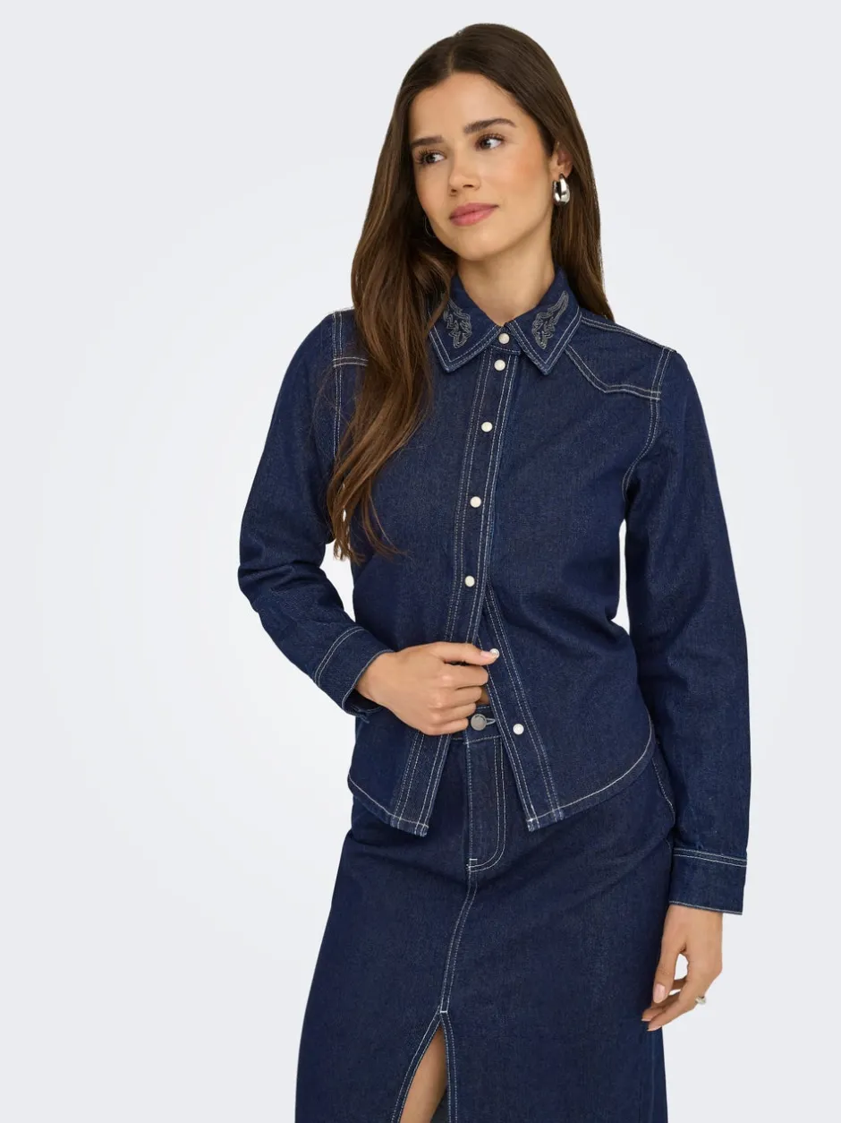 Hot JDYBELLA Denim-skjorte Dame Double Denim|Skjorter