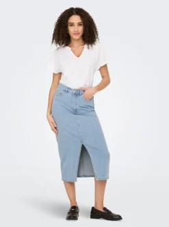 Outlet JDYDAKOTA Denim Denim-nederdel Midinederdel Dame Nederdele|Denimnederdele