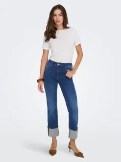 Hot JDYFINA Mellemhøj talje Straight fit Jeans Dame Jeans|Jeans