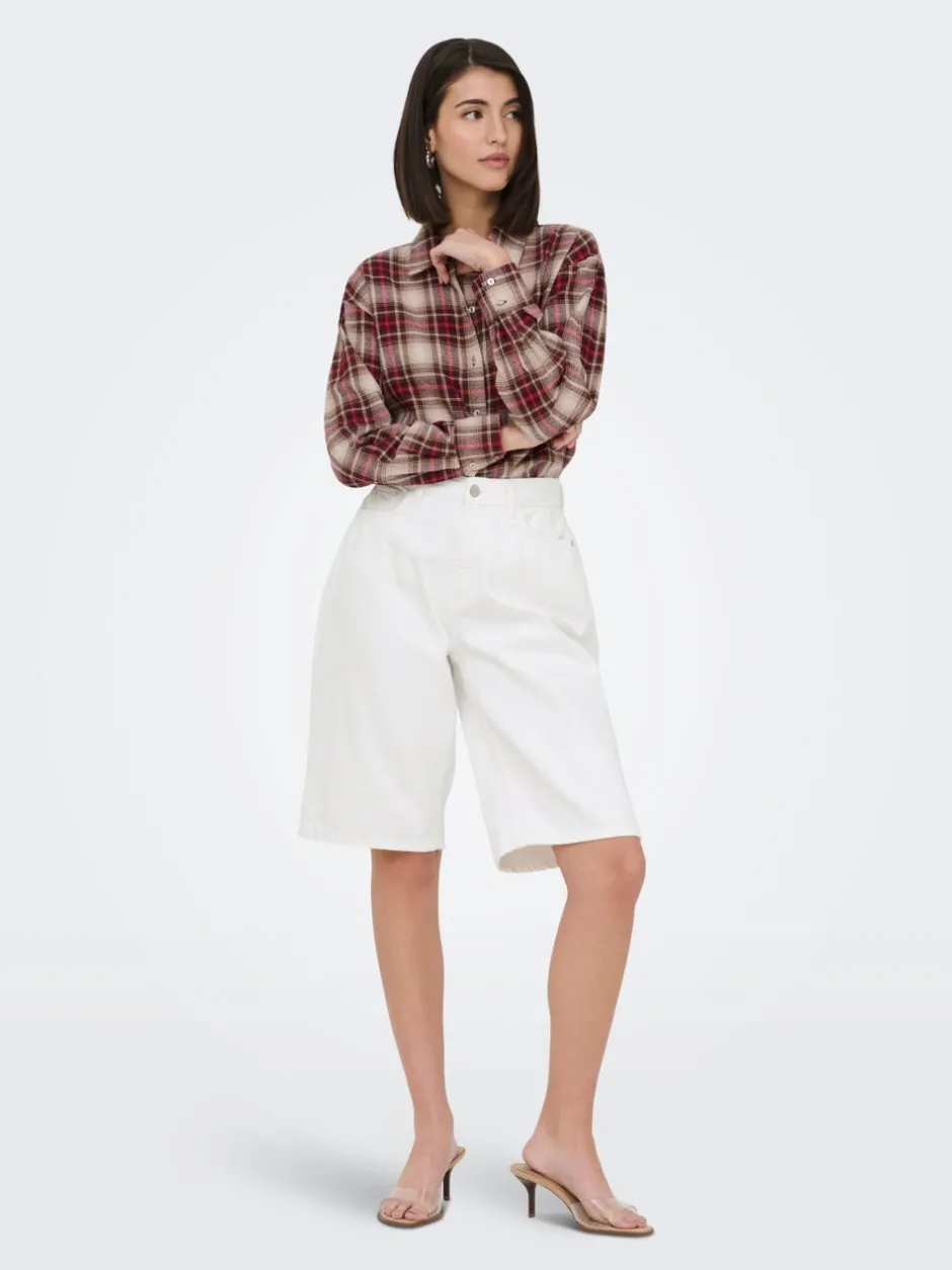 Best JDYLINA Mellemhøj talje Loose fit Bermuda-shorts Dame Shorts|Double Denim