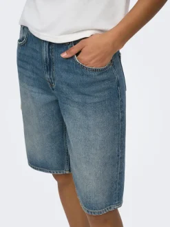 New JDYLINA Mellemhøj talje Loose fit Bermuda-shorts Dame Shorts|Double Denim