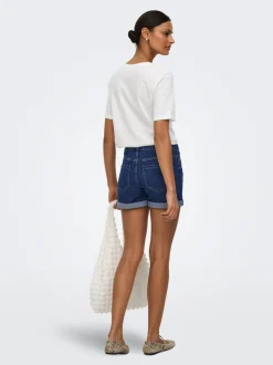Sale JDYMOON Mellemhøj talje Regular fit Denim-shorts Dame Shorts|Double Denim