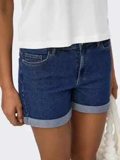 Sale JDYMOON Mellemhøj talje Regular fit Denim-shorts Dame Shorts|Double Denim