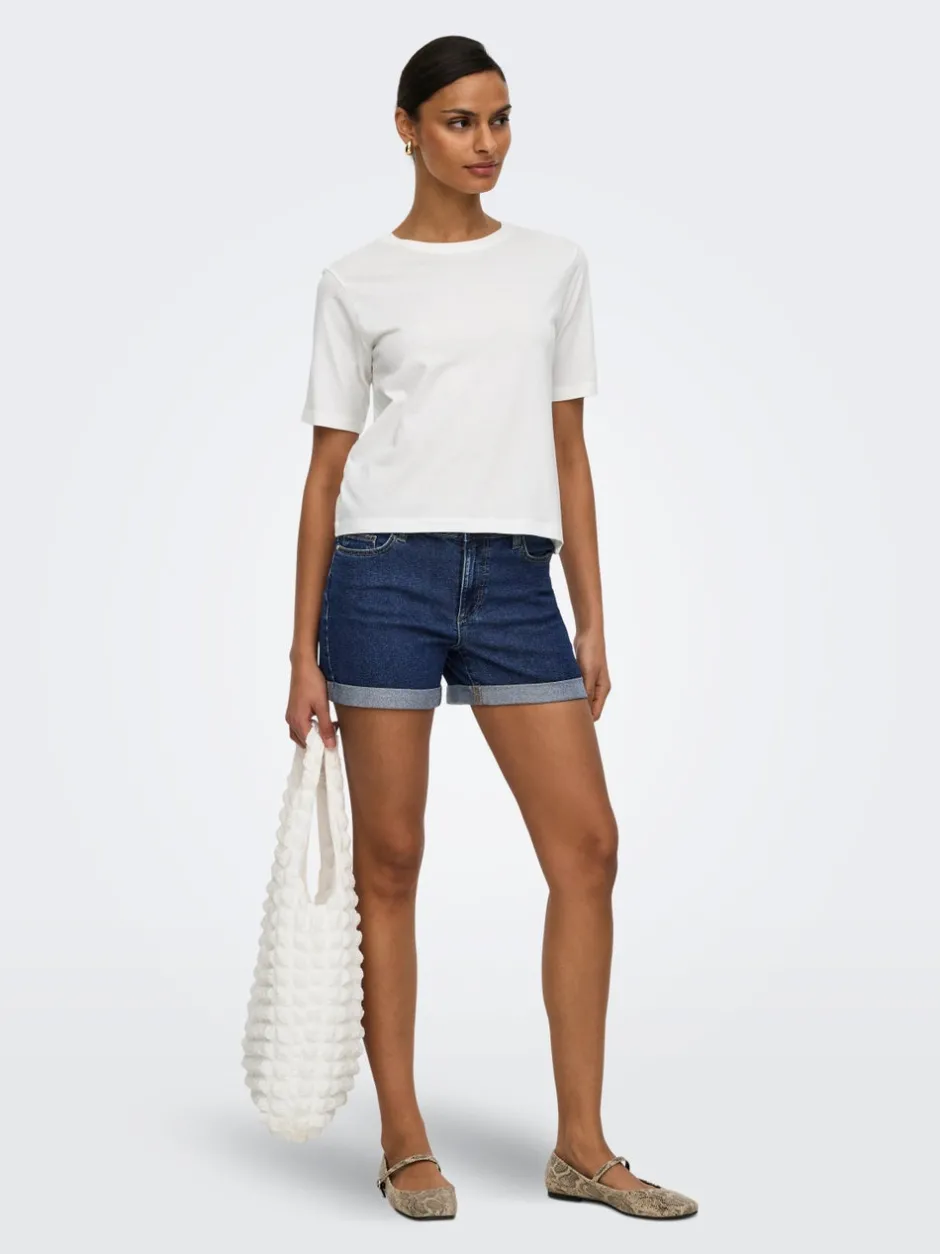Sale JDYMOON Mellemhøj talje Regular fit Denim-shorts Dame Shorts|Double Denim