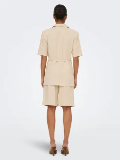 Discount JDYNAOMI Mellemhøj talje Loose fit Hør Bermuda-shorts Dame Shorts