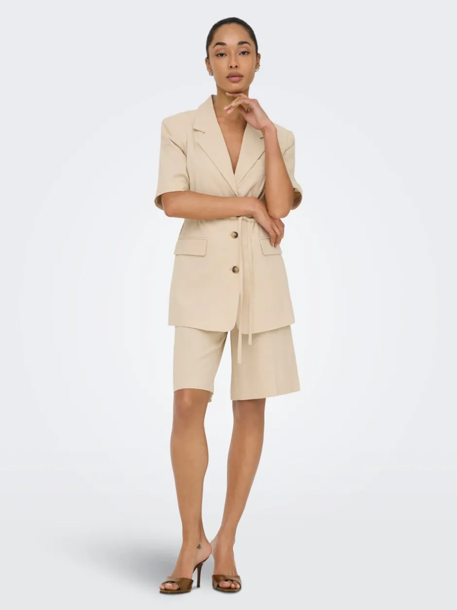 Discount JDYNAOMI Mellemhøj talje Loose fit Hør Bermuda-shorts Dame Shorts