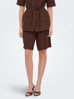 Hot JDYNAOMI Mellemhøj talje Loose fit Hør Bermuda-shorts Dame Shorts