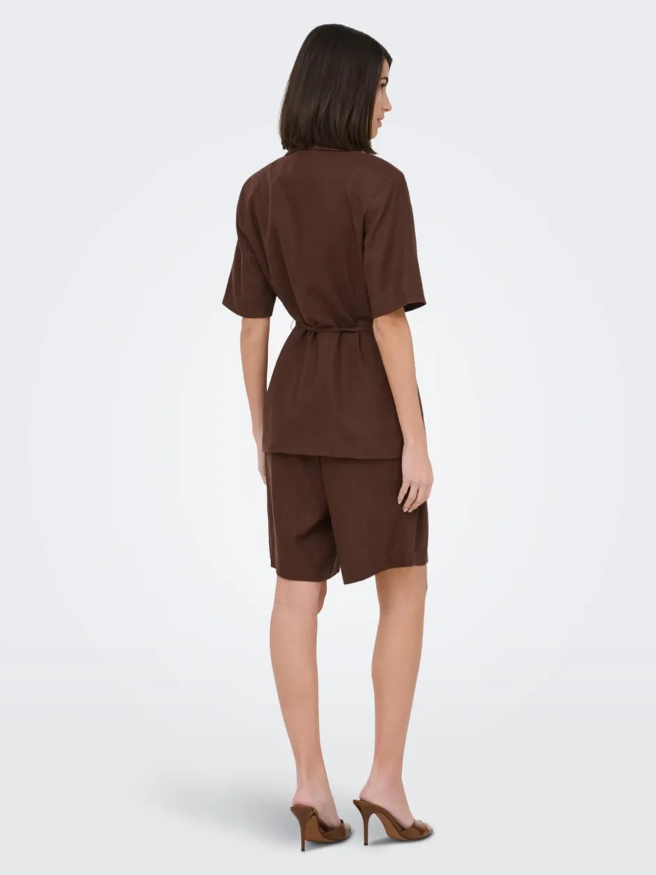 Hot JDYNAOMI Mellemhøj talje Loose fit Hør Bermuda-shorts Dame Shorts