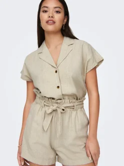 Sale JDYSAY Mellemhøj talje Regular fit Hør Shorts Dame Shorts