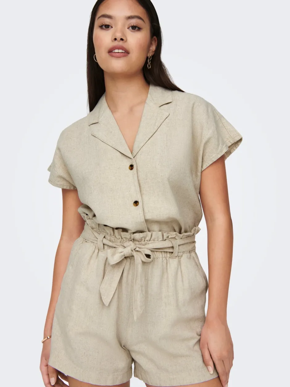 Sale JDYSAY Mellemhøj talje Regular fit Hør Shorts Dame Shorts