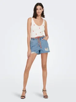 Hot JDYZIGGA Høj talje Loose fit Denim-shorts Dame Shorts|Double Denim