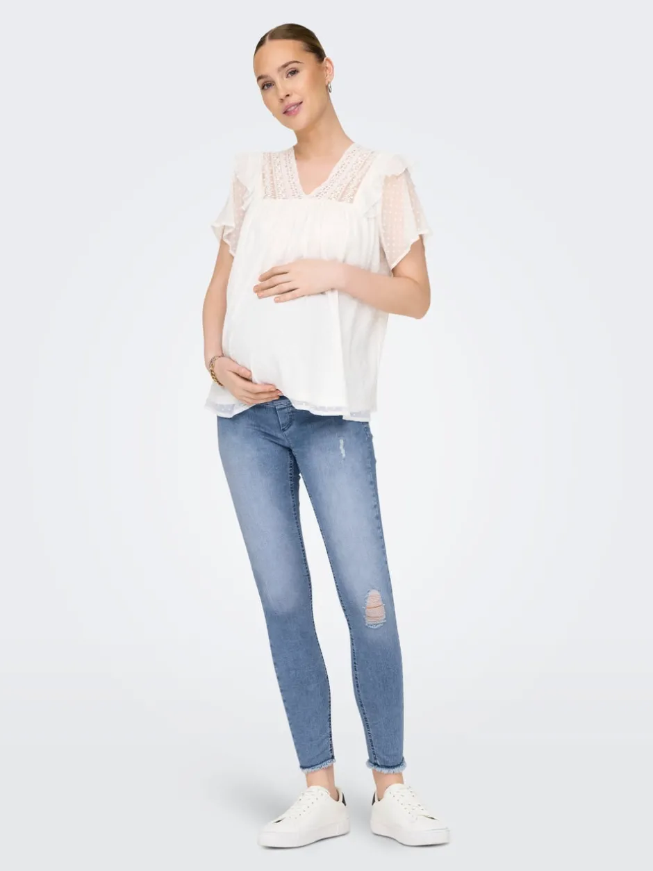 Hot OLMBLUSH Mellemhøj talje Skinny fit Ankellængde Jeans Dame Jeans