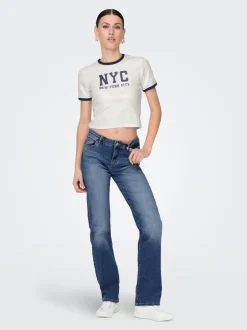 Sale ONLALICIA Mellemhøj talje Straight fit Jeans Dame Jeans|Jeans
