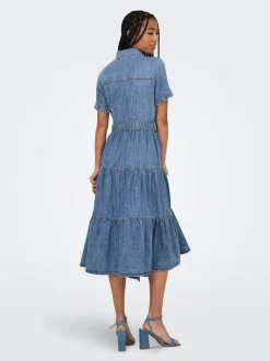 Hot ONLALIYAH Lang kjole Dame Kjoler|Double Denim