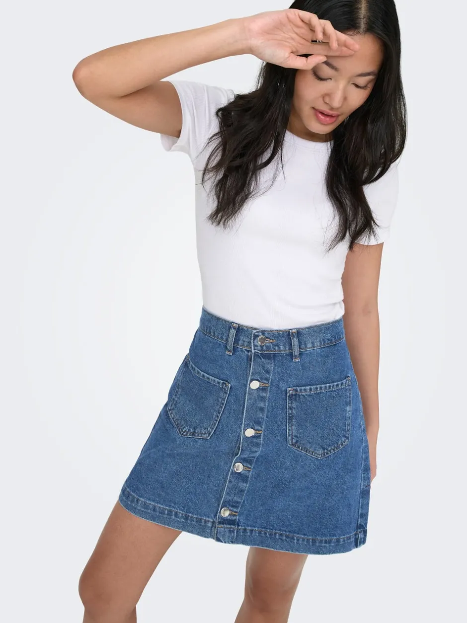 Online ONLAMAZING Denim Denim-nederdel Kort nederdel Dame Nederdele|Denimnederdele