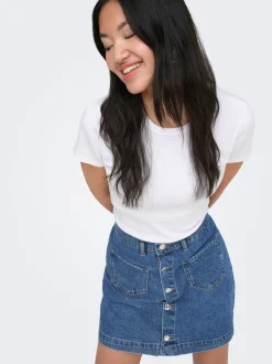 Online ONLAMAZING Denim Denim-nederdel Kort nederdel Dame Nederdele|Denimnederdele