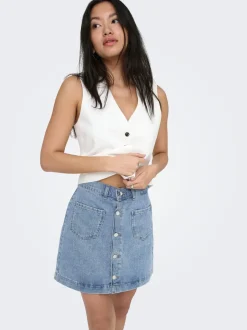 Discount ONLAMAZING Denim Denim-nederdel Kort nederdel Dame Nederdele|Denimnederdele