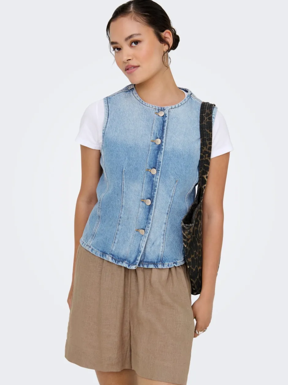 Sale ONLAYA Tailored vest Dame Double Denim|Toppe