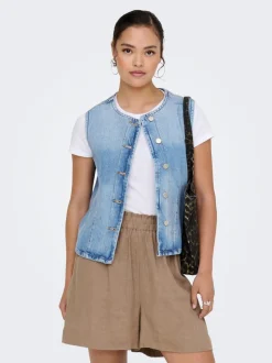 Sale ONLAYA Tailored vest Dame Double Denim|Toppe