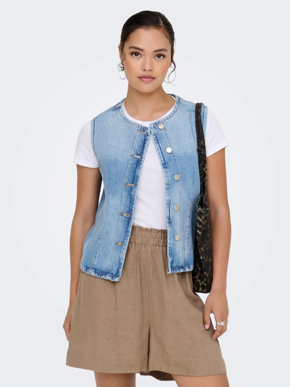 Sale ONLAYA Tailored vest Dame Double Denim|Toppe