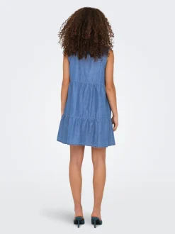 New ONLBEA Kort kjole Dame Kjoler|Double Denim