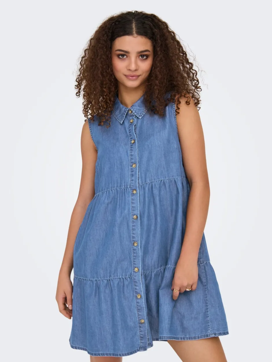 New ONLBEA Kort kjole Dame Kjoler|Double Denim