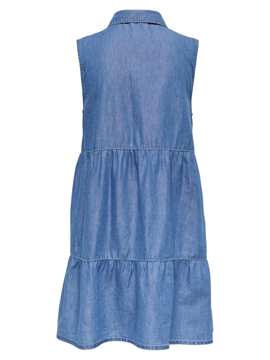 New ONLBEA Kort kjole Dame Kjoler|Double Denim