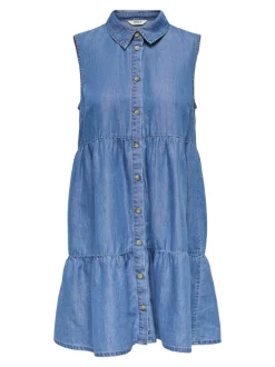 New ONLBEA Kort kjole Dame Kjoler|Double Denim