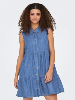 New ONLBEA Kort kjole Dame Kjoler|Double Denim