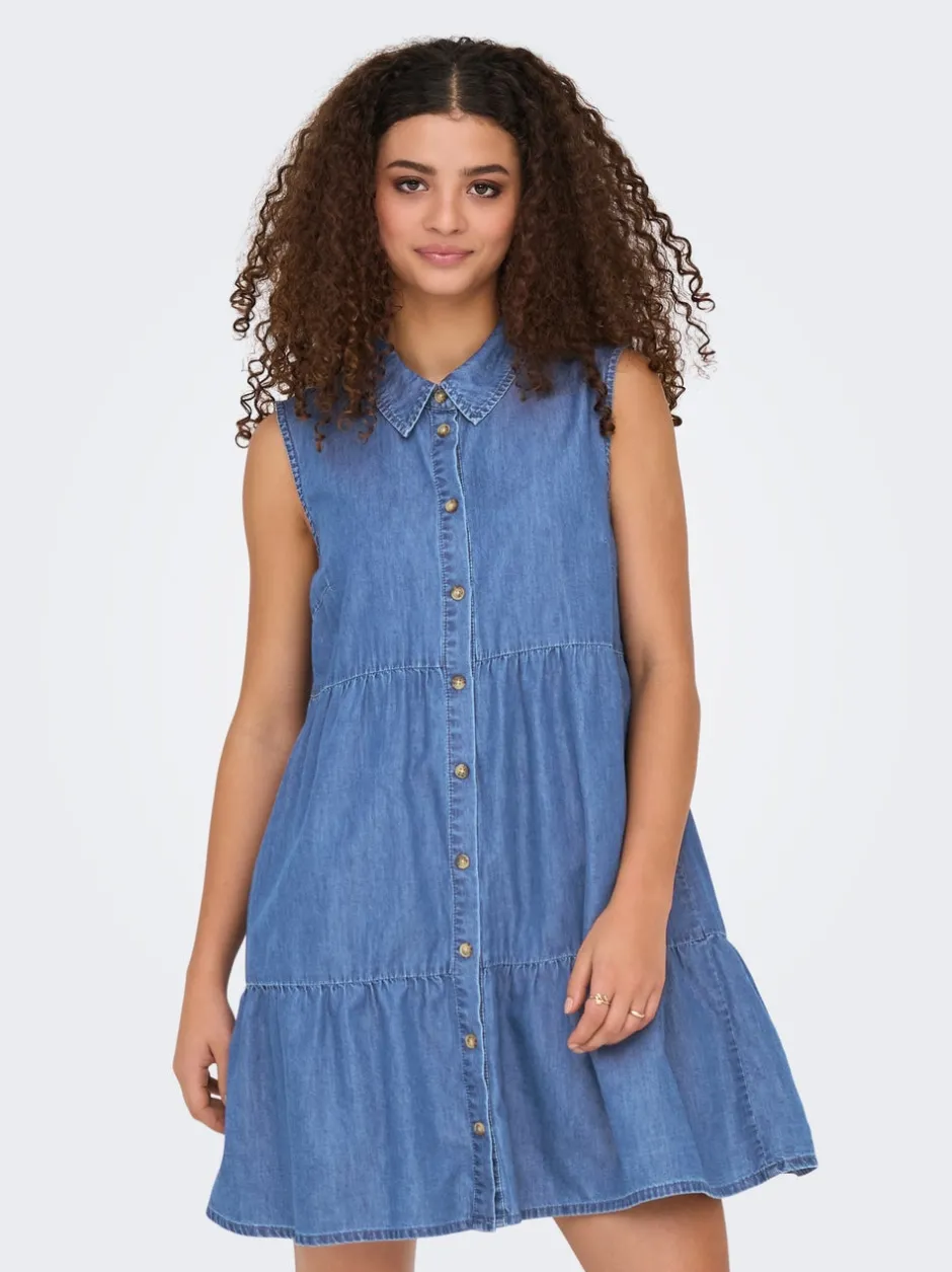 New ONLBEA Kort kjole Dame Kjoler|Double Denim